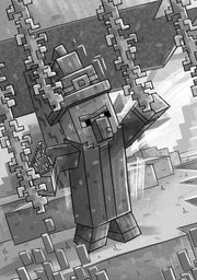 Чорно-білий малюнок у стилі Minecraft з персонажем-чарівником — книги для підлітків | BookCafe