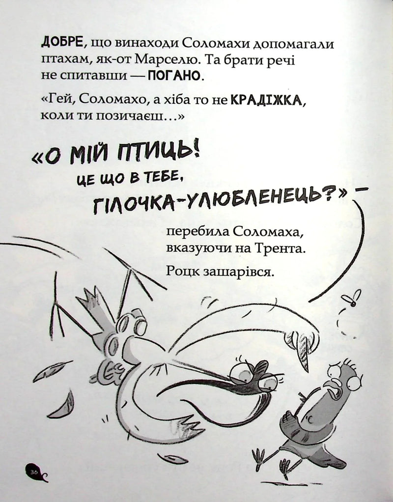 Сторінка дитячої ілюстрованої книги з веселими пташками і українським текстом — дитячі книжки українською | BookCafe