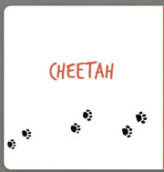 Обкладинка дитячої книжки з написом «CHEETAH» та слідами лап — дитячі книжки українською | BookCafe
