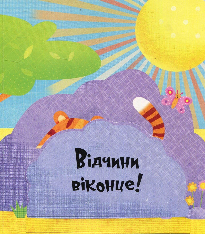 Яскрава обкладинка дитячої книжки з тигреням, метеликом та сонцем — дитячі книжки українською | BookCafe