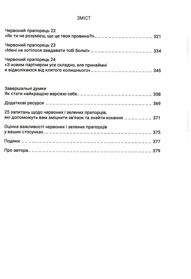 Зміст української книги з розділами про червоних прапорців та саморозвиток — книги для саморозвитку | BookCafe